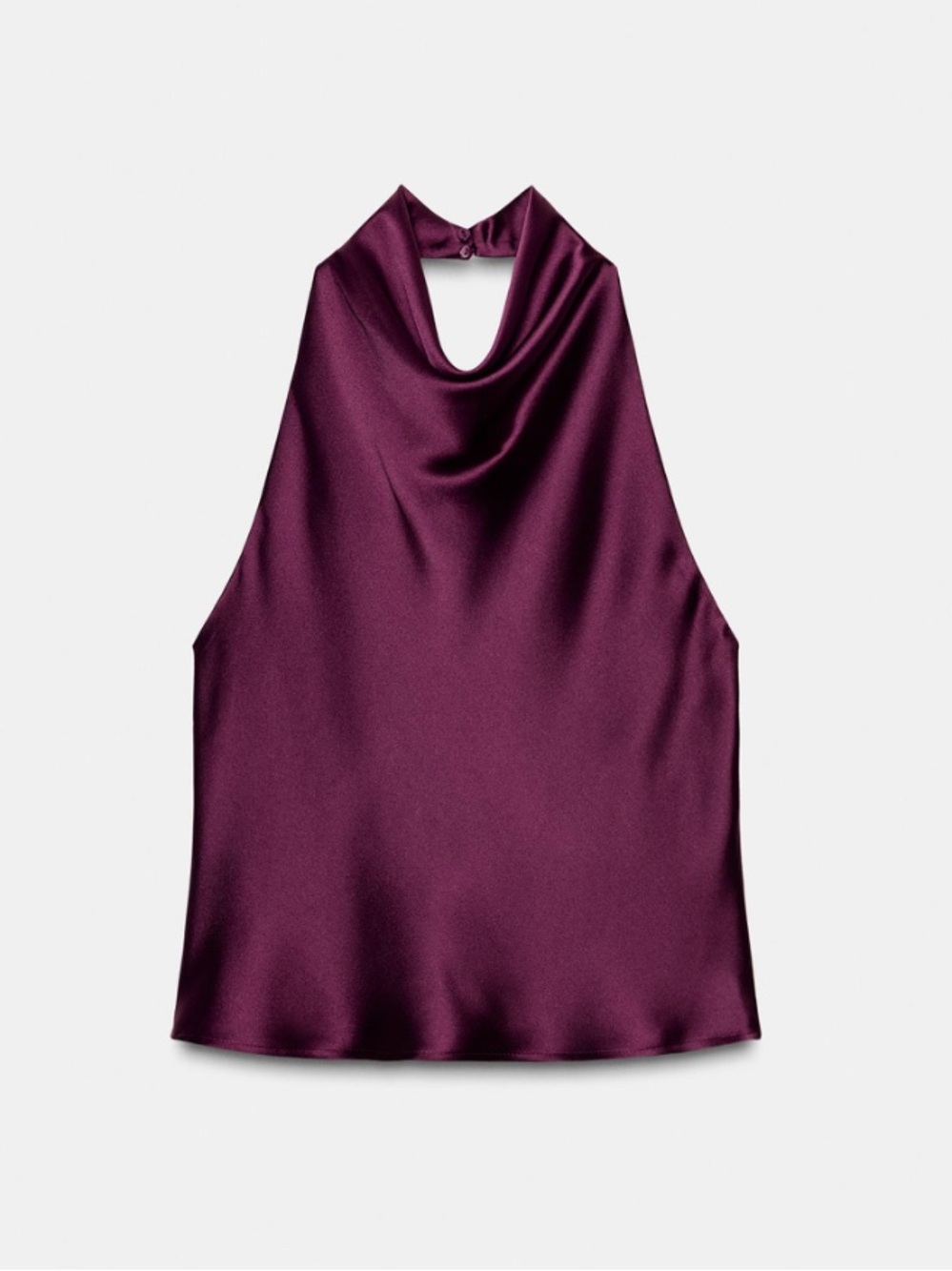 ZARA Satin Halter Top - Deep Plum - Picture 2 of 2